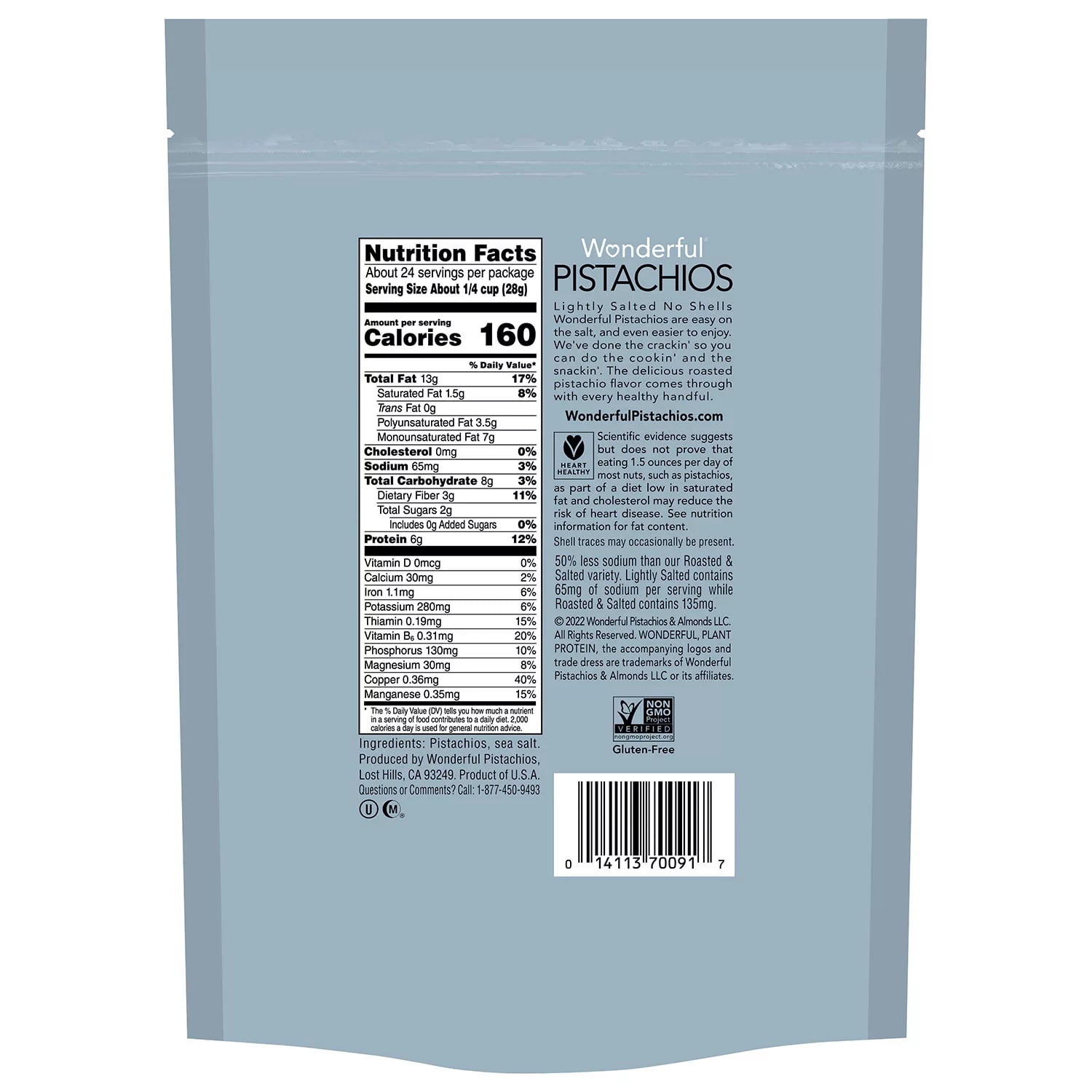 Wonderful No Shells Lightly Salted Pistachios 24 oz