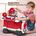 thumbnail image 2 of 3-in-1 Kids Ride-On Train and Pretend Play Kitchen Set, Toddler Construction Toy with Realistic Cookware Accessories, Ages 2-5, 2 of 6