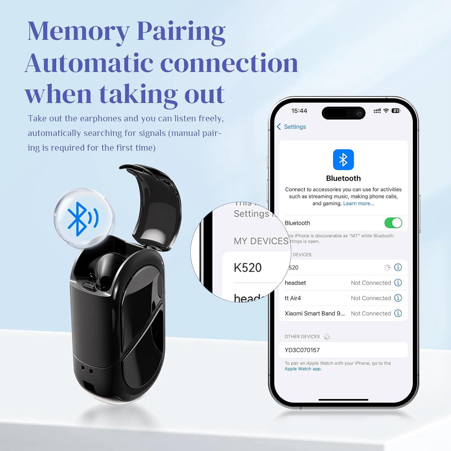 Pink Heart Wireless Earbuds for Girls Kids, Cute Small Mini Tiny Invisible Earbuds Wireless Bluetooth for Small Ears Canals Women Rose Gold Kawai Blue Tooth Ear Buds for iPhone Android, Black