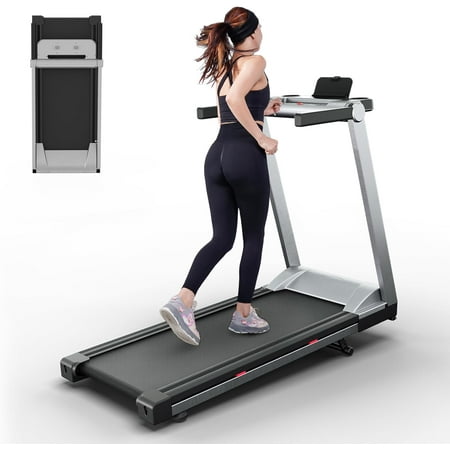 SSPHPPLIE Folding Treadmills for Home, 0.6-10Mph Folding Treadmill with LCD Display, Portable Treadmill for Jogging and Running(Silver)