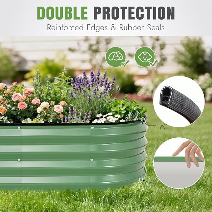 INNO STAGE Raised Garden Bed Kit Oval Rustproof Metal 3 Pack 4x2x1ft