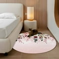 thumbnail image 3 of Valentine's Day Washable Round Area Rug 4 ft, Watercolors Red Blue Rose Leaves Pink Ombre, Soft Non Slip Rugs Stain Repellent Indoor Felt Carpet for Living Dining Room Bedroom Home Office, 3 of 9