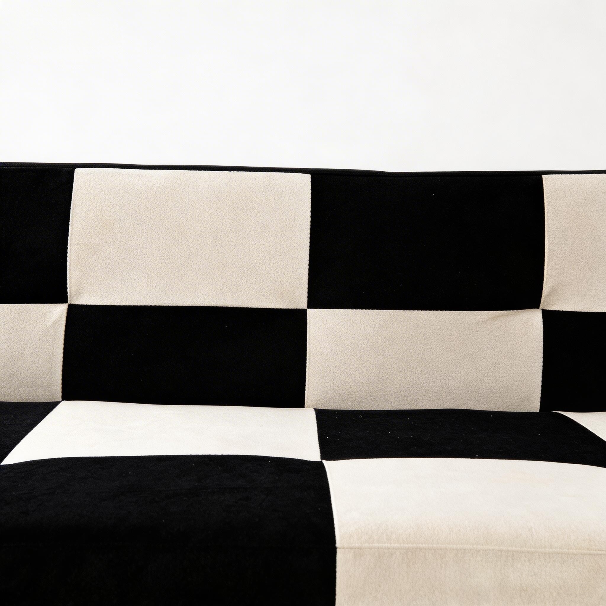BSHTI 63.39" Velvet Convertible Futon Sofa Bed, Black photo 7