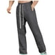 thumbnail image 1 of Pantalones deportivos de longitud completa para hombre, lisos, informales, con bolsillos, para exteriores, con cordones, elásticos, rectos, para fitness, 1 of 3