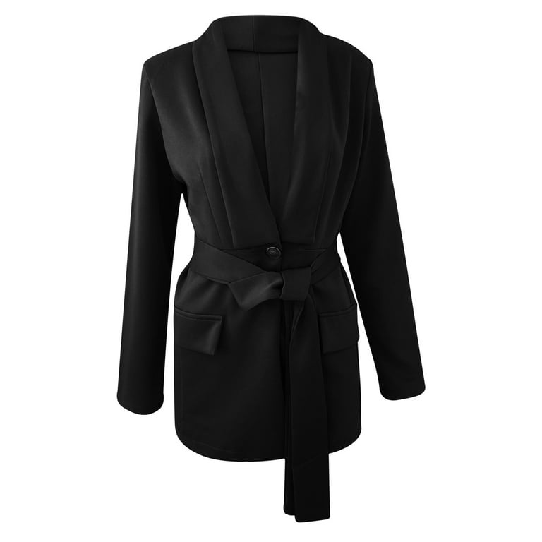 Women's Casual Blazer Jackets Long Sleeve Buttons Open Front