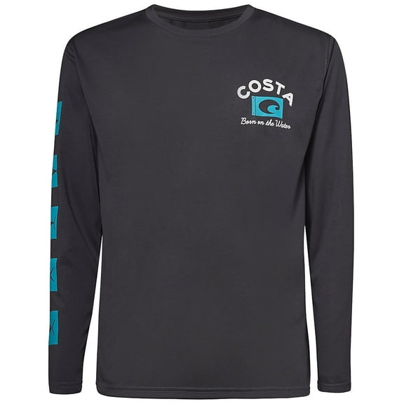 Costa Tech Banner Sleeve Tech Shirt Gray, Medium Long Sleeve Shirt
