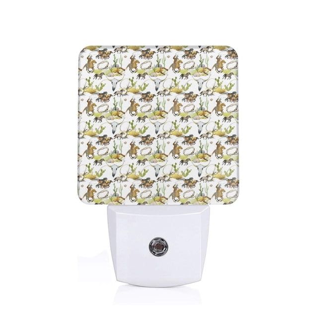 Fotbe Wild West Western Luz Nocturna LED, Luz de Noche con Sensor de Luz Natural de Anochecer a Amanecer, Se Enchufa a la Pared, Blanco Cálido 0.5W-UK
