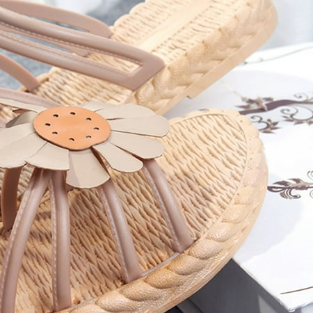 

Cathalem Women s Summer Sunflower Beach Foreign Trade Slippers Comfortable House Slippers for Women Pink 7.5