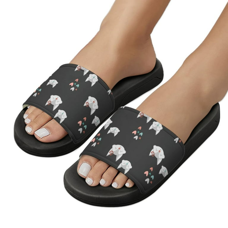 GZHJMY Stylish Slides for Women Men, Cute Pattern with Wolves and