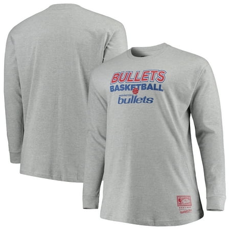 Washington Bullets Mitchell & Ness Hometown Classics Big & Tall Thowback Logo Long Sleeve T-Shirt - Heathered