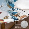 thumbnail image 3 of Blue Grey Christmas Round Tablecloth, Fitted Table Cover with Elastic for 55"-60" Round Tables, Snowman Xmas Tree Snowflake Winter Table Cloth Outdoor Indoor Dinning Party Waterproof Tablecloths, 3 of 7