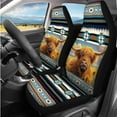 thumbnail image 2 of Pzuqiu Aztec Highland Cow Automobile Interior Sets Car Seat Covers Full Set Steering Wheel Seat Belt Coasters Head Rest Covers Arm Rest Cushion Pad Keychain 14 Pieces Set Gift for Women Easy Install, 2 of 7