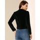 thumbnail image 5 of Women's Velvet Zipper Lapel Collar Moto Biker Jacket Black S, 5 of 7
