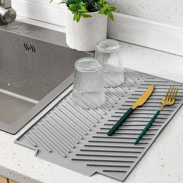 Drainer Mats Draining Board Mat Heat Resistant Flume Drain Board Drainer Mat Light Gray