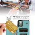 thumbnail image 4 of Design for Samsung Galaxy Note 20 5G Wallet Phone Case with Tempered Glass Screen Protector Credit Card Holder Slot, Leather Stand Kickstand Magnetic Back Flip Protective Cover Cases Green, 4 of 14