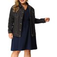 thumbnail image 3 of Women's Plus Size Long Sleeve Button Front Washed Denim Jacket, 3 of 8