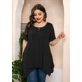 thumbnail image 7 of SHOWMALL Plus Size Tops for Women Tunic Clothes Short Sleeve Black Blouse 3X Summer Swing Tee Crewneck Clothing Flowy Shirt for Leggings, 7 of 7