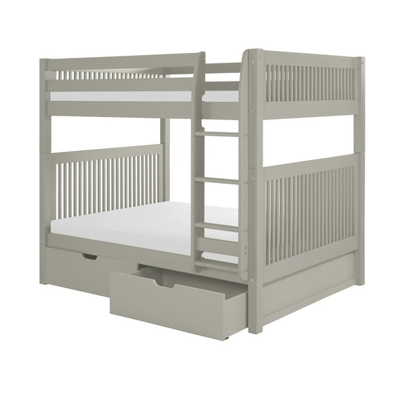 Santa Fe Mission Low Bunk Bed Twin over Twin - Bed End Ladder - Multiple Finishes - with Under Bed Drawers