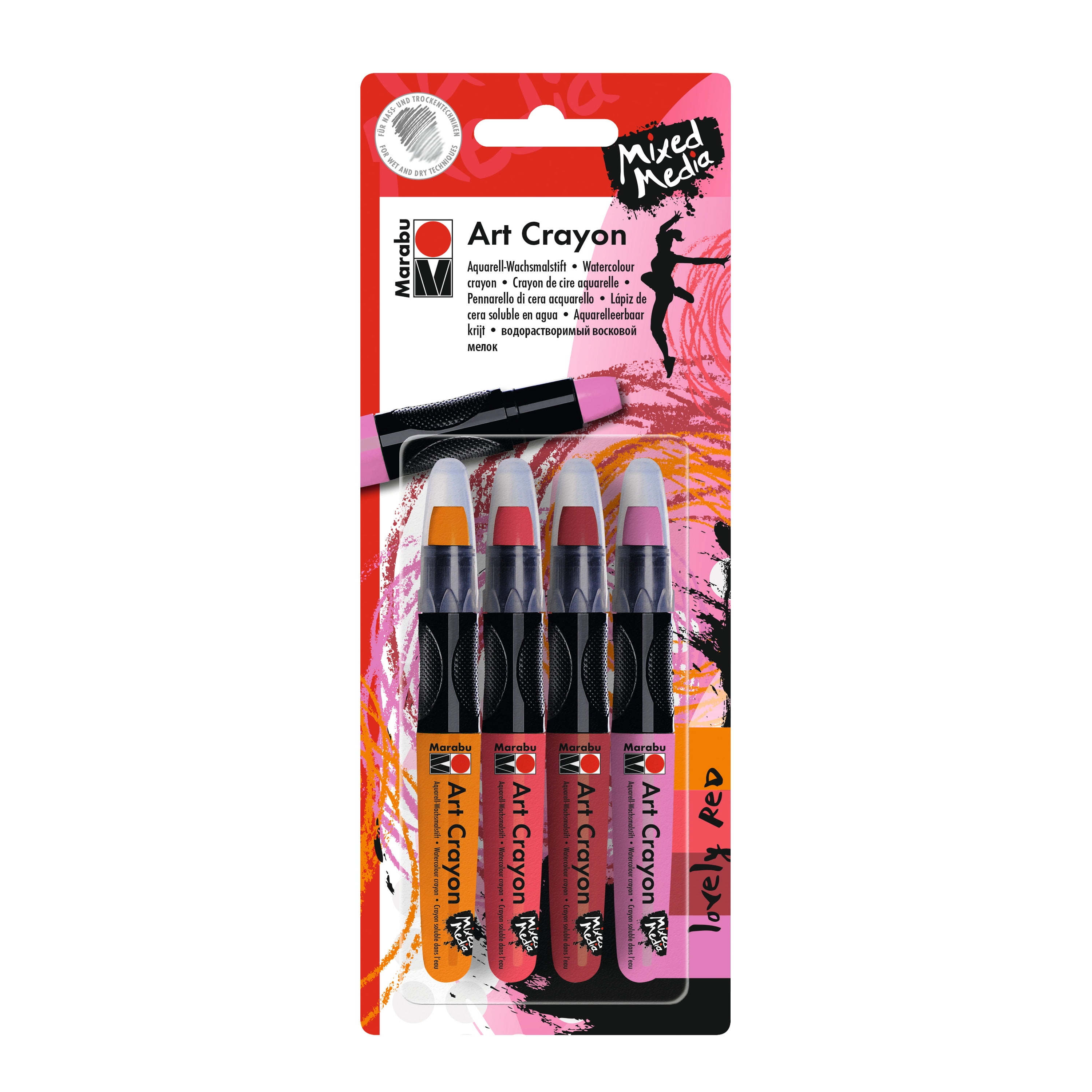 Marabu Art Crayon Set, 5-Colors, Lovely Red