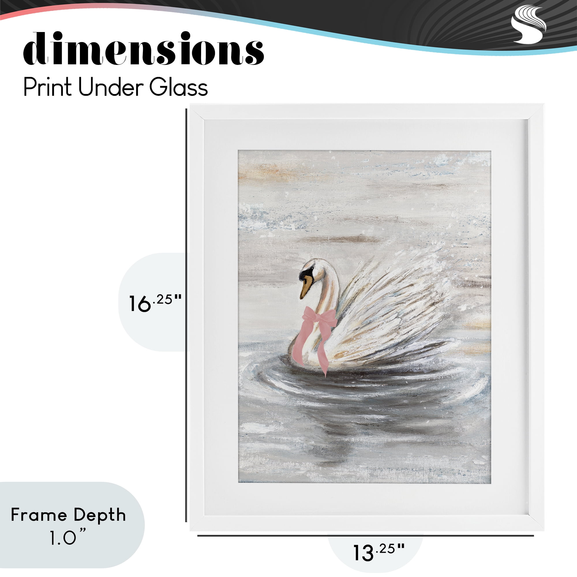 Stupell Industries Swan With Pink Bow & Ripples White Framed Print Under Glass, design by Patricia Pinto