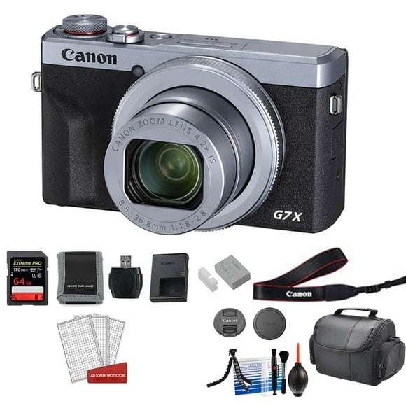 Canon PowerShot G7X Mark III Camera (Silver) with 64GB Memory Card + More(International Model)