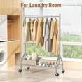 thumbnail image 6 of Heavy Duty Clothes Rack Load 420 LBS, Rolling Garment Rack with Lockable Wheels, Standing Metal Clothing Rack with Shelves, Portable Wardrobe Sturdy Coat Rack for Hanging Clothes (Silver), 6 of 17