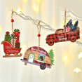 thumbnail image 4 of Biplut Christmas Decoration Cute Sleigh Christmas House Motorhome Car Charms Holiday Decoration 4 Styles Christmas Tree Wooden Hanging Ornaments New Year Gift (Type A), 4 of 13