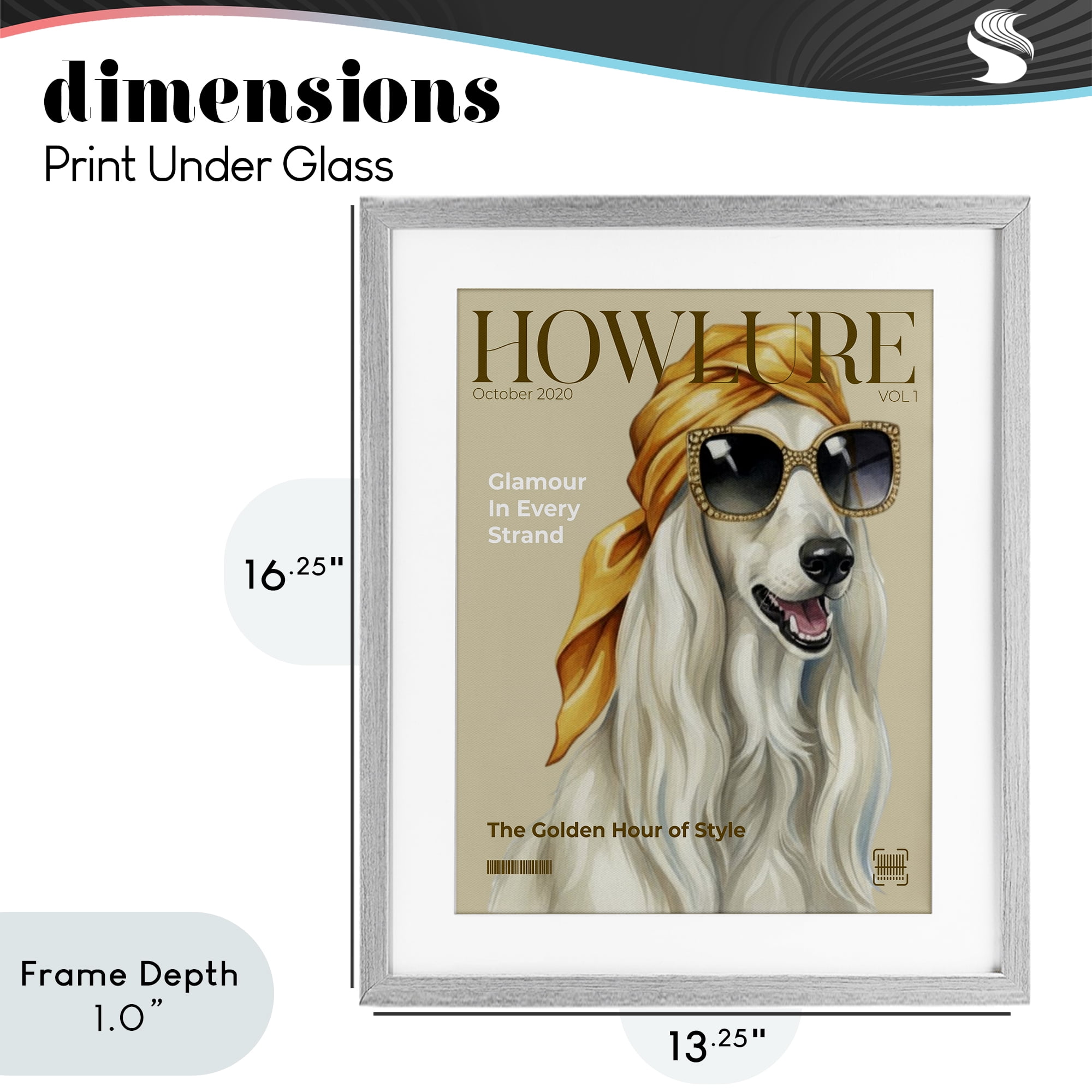 Stupell Industries Howlure Dog Fashion Magazine Gray Framed Print Under Glass, design by A Barefoot Stylist