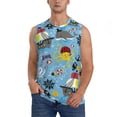thumbnail image 2 of Lsque Pirate Marine Animals Print Men's Cotton Blend Sleeveless Muscle Shirts (S-3XL)- Moisture Wicking, Odor Protection, UPF 30+,3X-Large, 2 of 8