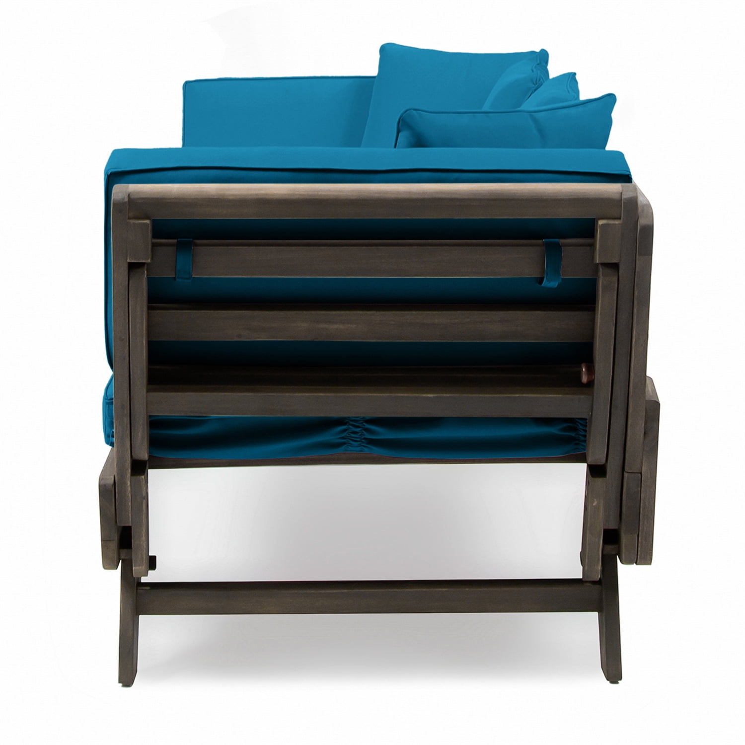 Kepooman Folding Futon Sofa Bed, Modern Convertible Sleeper Couch Daybed with Adjustable Armrest & Cushion for Studio, Apartment, Office, Compact Living Room, Grey & Dark Teal Kepooman Folding Futon Sofa Bed, Modern Convertible Sleeper Couch Daybed with Adjustable Armrest & Cushion for Studio, Apartment, Office, Compact Living Room, Grey & Dark Teal