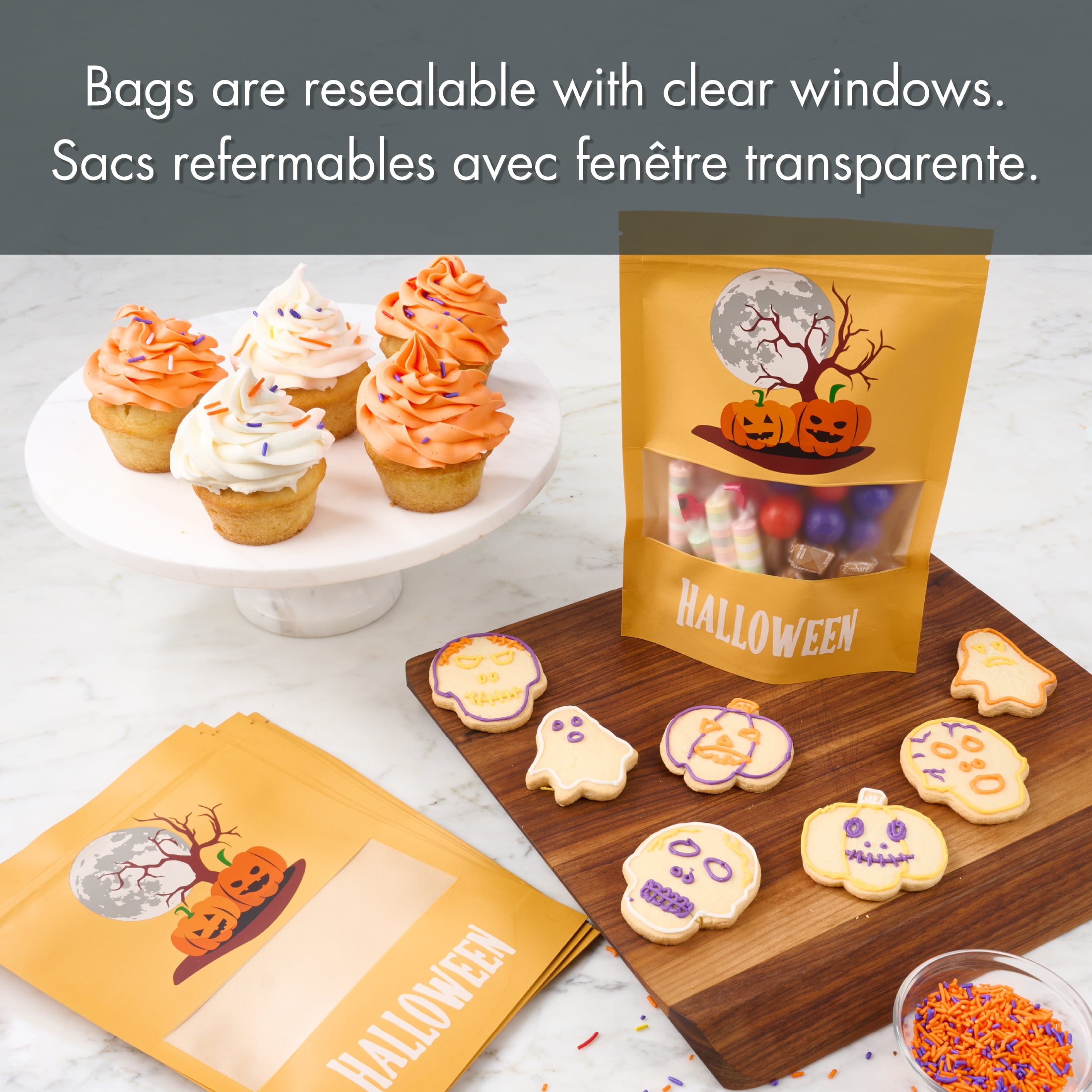 Way-to-Celebrate 20-Piece Kraft Paper Treat Bag Set – Halloween Decors, Orange and Purple, WAY-TO-CEL PL TREAT BAGS