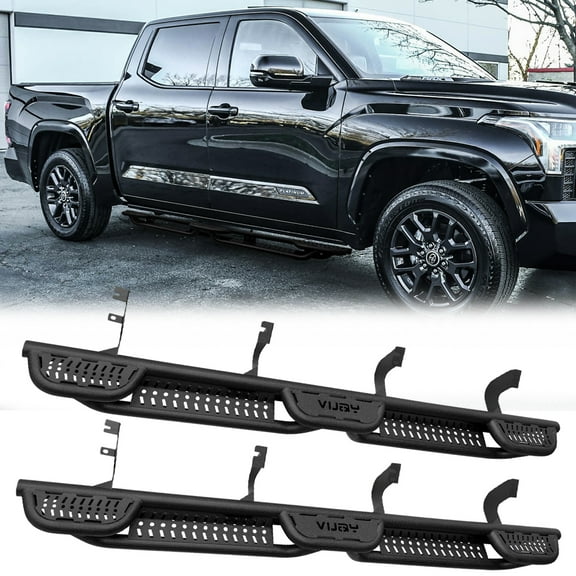 Vijay Running Boards Compatible with 2022-2023-2024-2025-2026 Toyota Tundra Crewmax Cab 4-Door Bolt-on Side Steps Rails Steel Nerf Bars