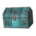 thumbnail image 4 of jifeng Pirate Treasure Chest Solid Wood Handmade Photo Props Decorative Storage Box Green, 4 of 9