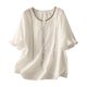 thumbnail image 1 of Vestidos Casuales Para Mujer, Blusas De Mujer De Moda Blusa de moda para mujer con botones bordados de lino sintético y cuello redondo y manga corta, 1 of 9