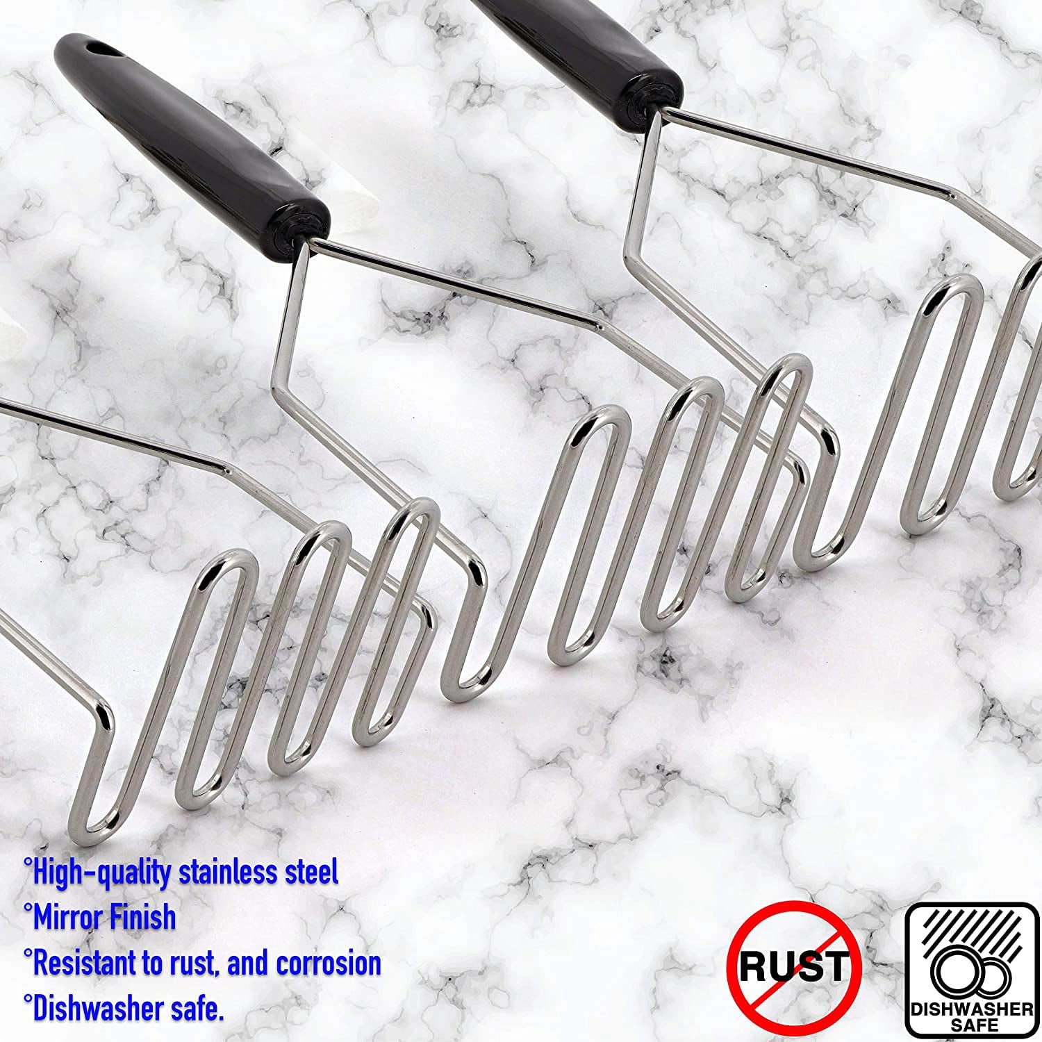 Potato Masher, Potato Smasher Stainless Steel Wire Masher & Scraper Wire  Head Utensil Masher Hand Tool with Long Handle Perfect for Mashing