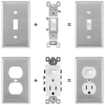 thumbnail image 4 of DSstyles 6-Pack Metal Wall Plate, Single Toggle Switch Cover, Double Round Panel, Corrosion Resistant, Stainless Steel, 4 of 8