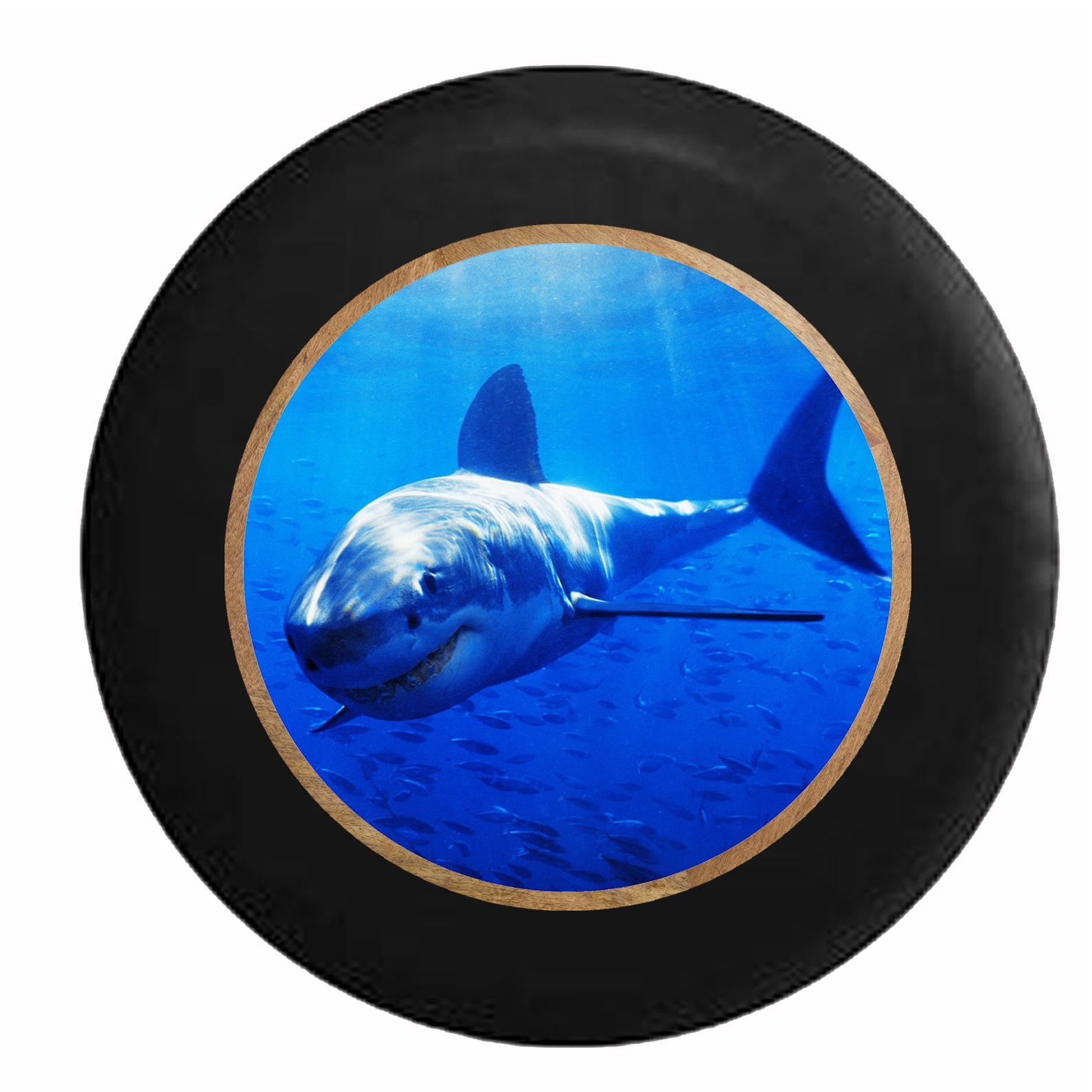 Great White Shark Scuba Diver View Jeep RV Camper Spare Tire Cover