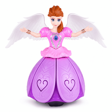Interactive Dancing Angel Doll Toy for girls, Electric Spinning Toys with Music and Lights, Snow Doll, Kids Toys, Pretended Birthday Gift Toys for Kid