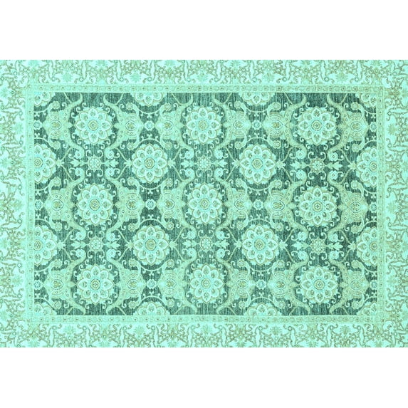 Ahgly Company Indoor Rectangle Oriental Light Blue Traditional Area Rugs, 6' x 9'