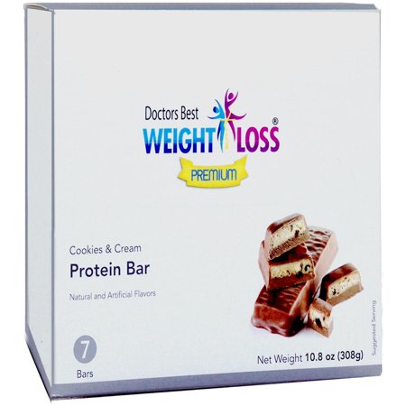 Diet Bar Cookie - Doctors Best Weight Loss Premium - High Protein Diet Bar |Cookies & Cream| Low Calorie, Low Sugar, Low Fat (7/Box)