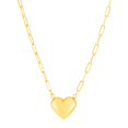thumbnail image 1 of 14k Yellow Gold Paperclip Chain Necklace with Puffed Heart, 1 of 1