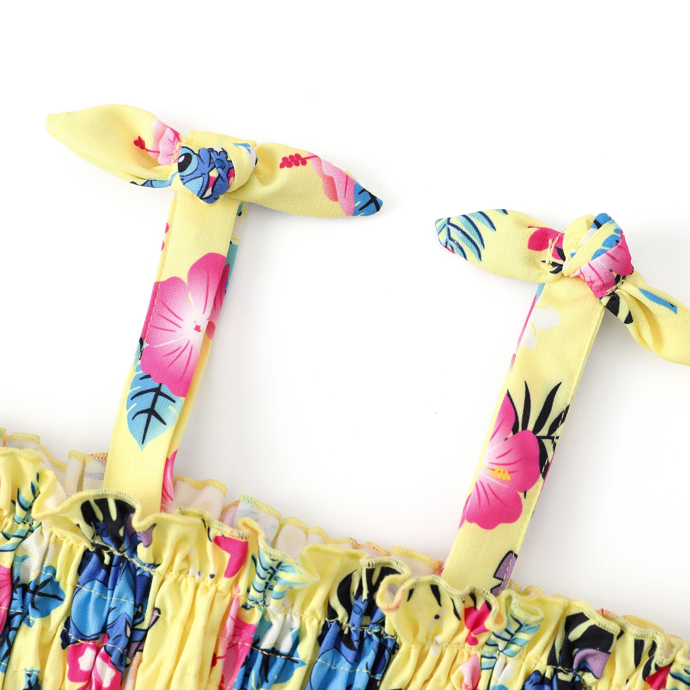 Disney Girls Dresses Stitch Hawaiian Flower Floral Sundress Spaghetti Strap Birthday Summer Dress Toddlers Kids 3-4T