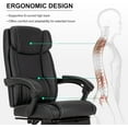 thumbnail image 7 of Executive Office Chair with Footrest,Thick Leather Office Chair with Lumbar Support,90-155°Adjustable Reclining Office Chair,  Ergonomic Computer Desk Chair for Home Office(Black), 7 of 7