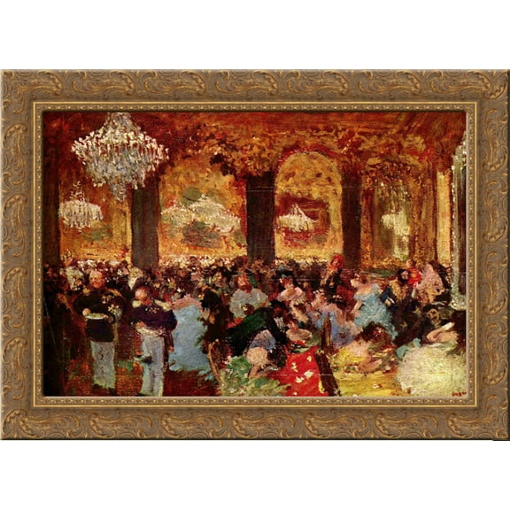 Dinner at the Ball 24x18 Gold Ornate Wood Framed Canvas Art by Edgar Degas