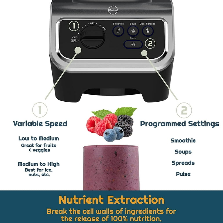 Professional Countertop Blender for Kitchen, Housnat 1200W(Max 2200W) High  Power Crushing Ice, Veggies, Shakes, 60 oz