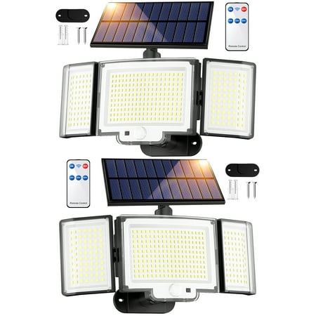 

(2Pack)DAYBETTER Solar Lights Outdoor 328 LED Solar Motion Sensor Security Lights Waterproof Solar Flood Lights with Remote 3 Lighting Modes 270° Wide Lighting Angle for Porch Yard Garage