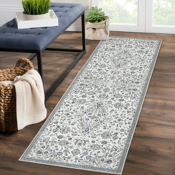 GlowSol 2x6 Runner Rug Vintage Floral Distressed Rug Soft Low Pile Non-Shedding Indoor Rug Runner Oriental Medallion Retro Rug for Hallway Laundry, Multi Color