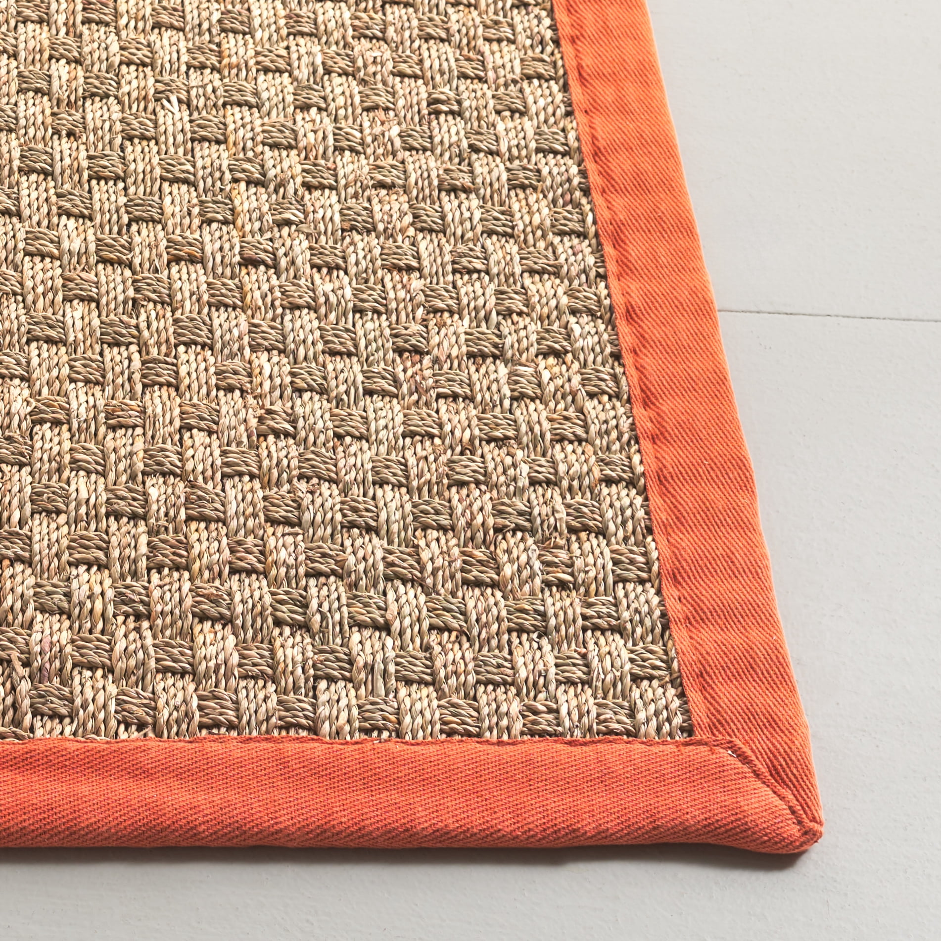SAFAVIEH Natural Fiber Arbor Bordered Runner Rug, Natural/Rust, 2'6" x 12' - Coastal Design, Natural & Rust, Seagrass, Ideal for Entryway, Kitchen, Living Room, Office, Hallway