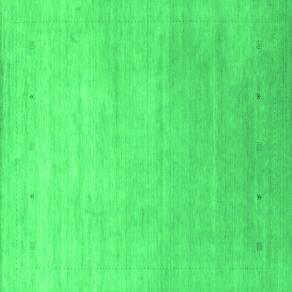 Ahgly Company Indoor Square Abstract Green Contemporary Area Rugs, 7' Square