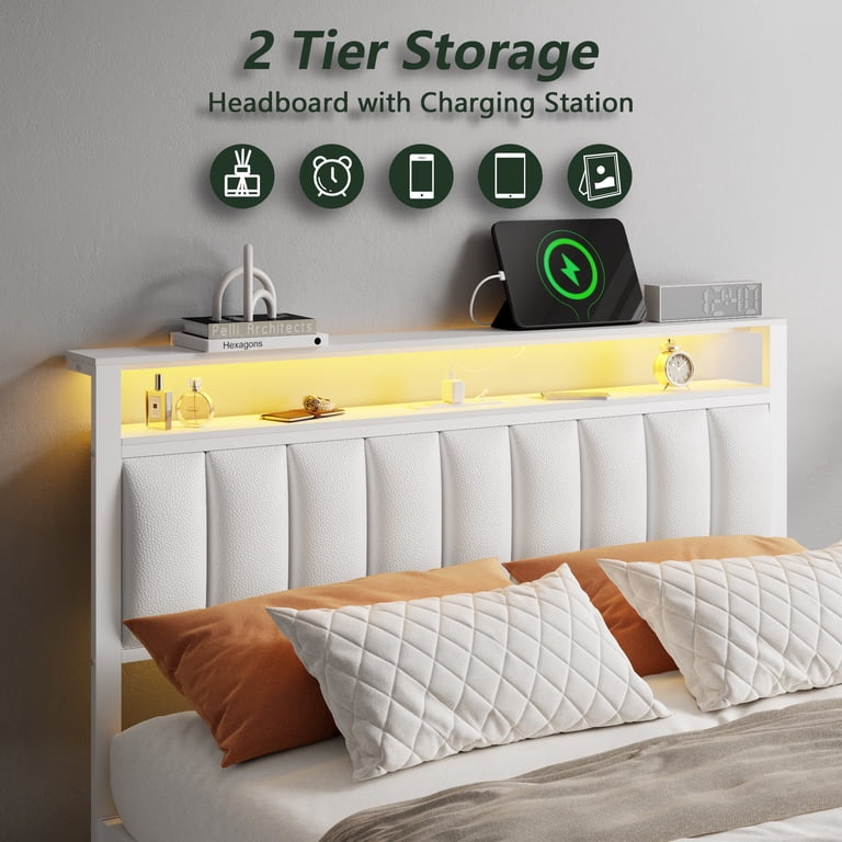 Satifur Full Bed Frame with LED Lights & Charging photo 5